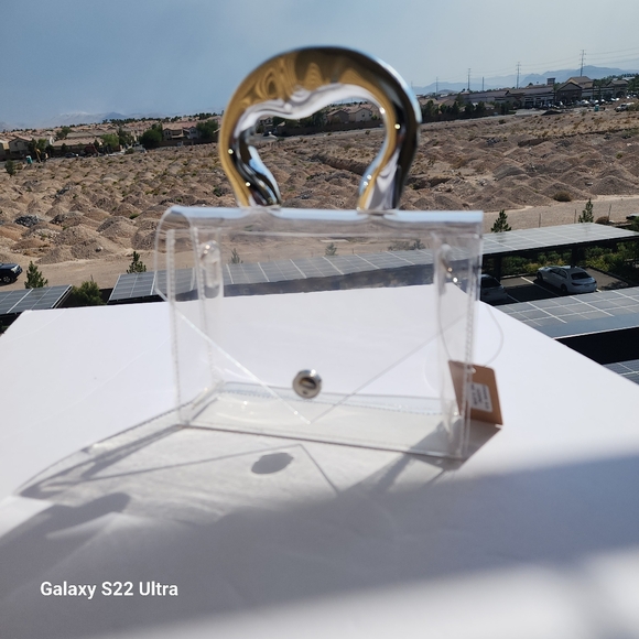 Small Womens Stadium Approved PVC Transparent Twist Lock Flap Jelly Crossbody - Picture 4 of 10